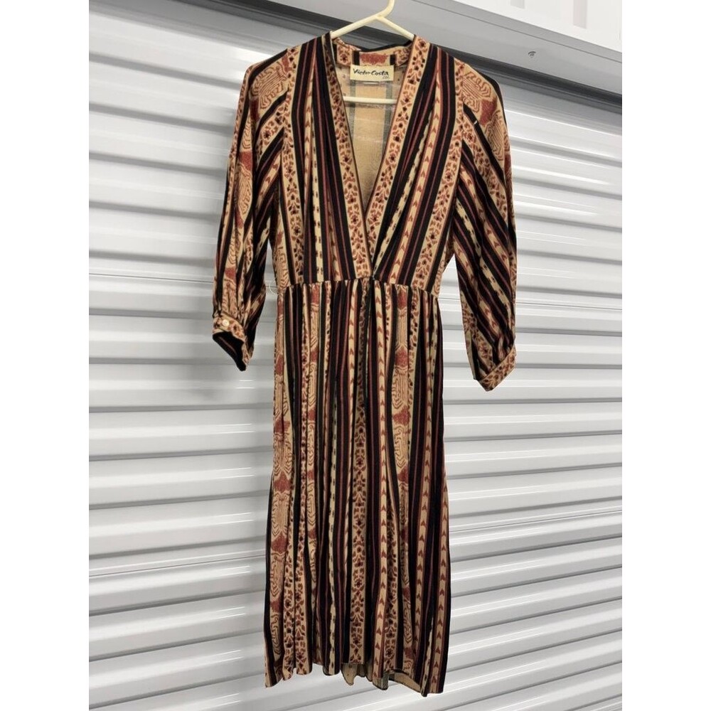 Victor Costa Ltd. Vintage Striped and Patterned Dress
